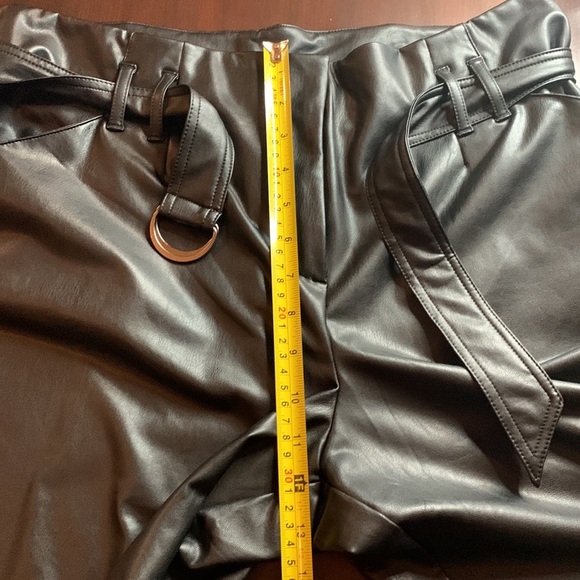 Cleo Petites Vegan Leather Paper Bag Pants, Black Size 12P. NWOT - Picture 11 of 16